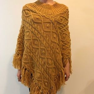 Vintage cable knit poncho
